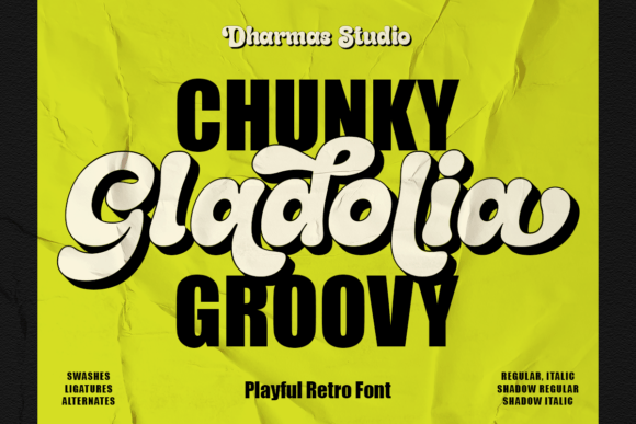 Gladolia: Mastering Retro Design with a Chunky Groovy Font